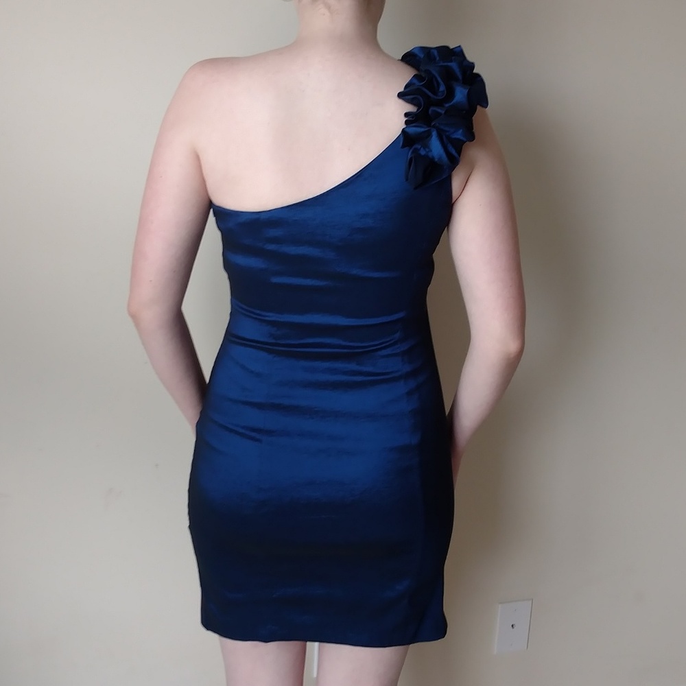 Blue Iridescent Formal Mini Dress - Picture 4 of 6